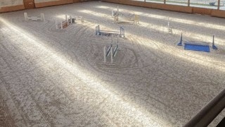 Soil compaction roller in the arena фото