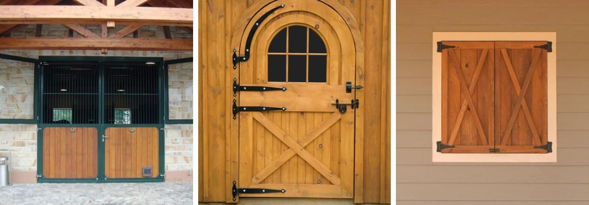 windows doors, gates for stables made of wood and metal example